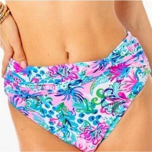 Lilly Pulitzer Madevilla Pink and Blue Tropical Bikini Bottom